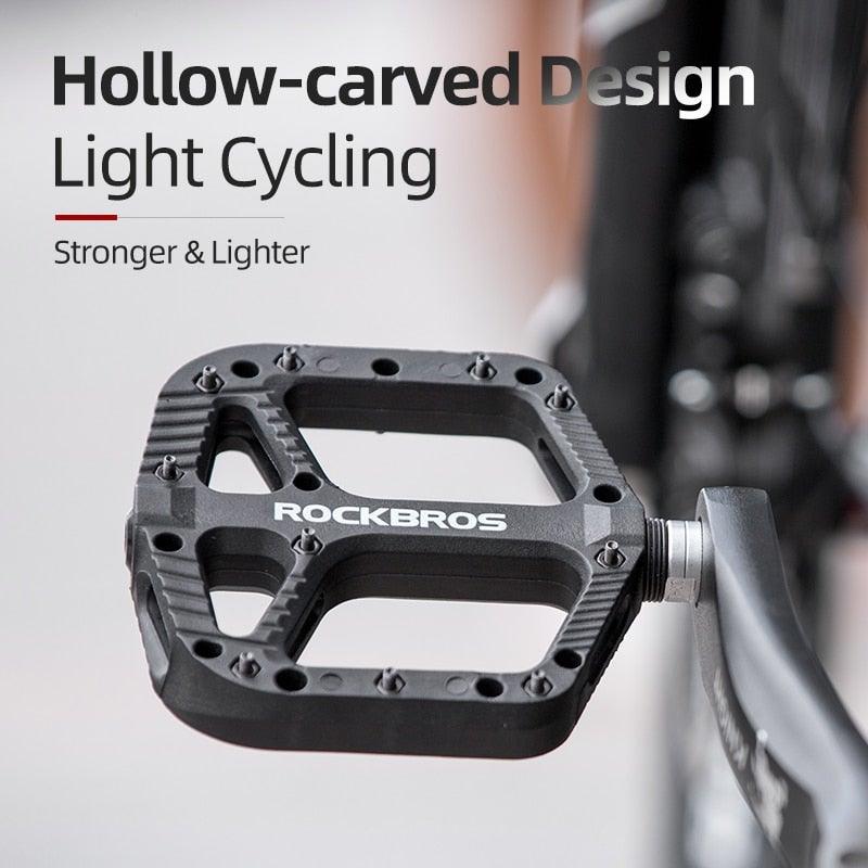 Ultralight Seal Bearings Bicycle Bike Pedals Cycling Nylon Road Pedals Flat Platform Bicycle Parts Accessories Pedals Mountain Bike Pedals Lightweight Nylon Fiber Bicycle Platform Pedals For Mountain Bike