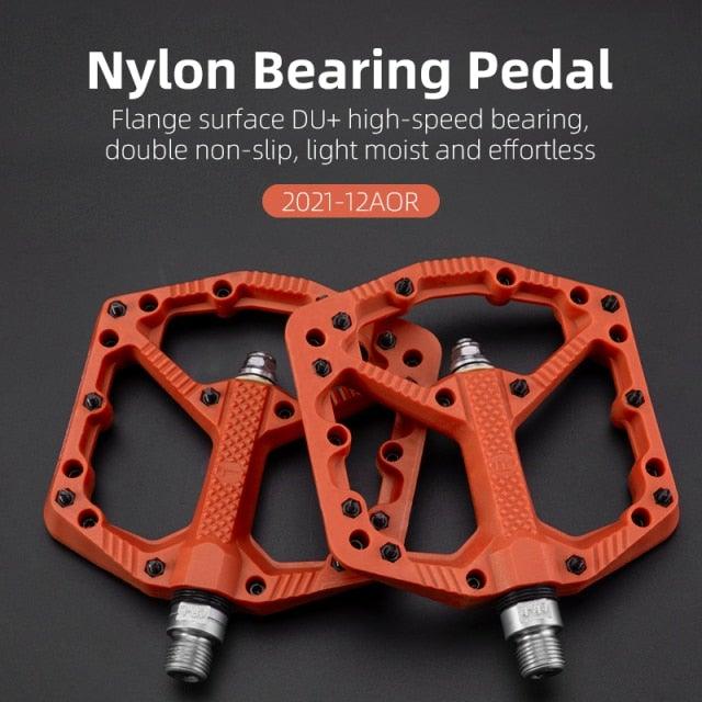 Ultralight Seal Bearings Bicycle Bike Pedals Cycling Nylon Road Pedals Flat Platform Bicycle Parts Accessories Pedals Mountain Bike Pedals Lightweight Nylon Fiber Bicycle Platform Pedals For Mountain Bike