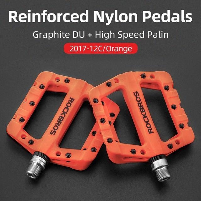 Ultralight Seal Bearings Bicycle Bike Pedals Cycling Nylon Road Pedals Flat Platform Bicycle Parts Accessories Pedals Mountain Bike Pedals Lightweight Nylon Fiber Bicycle Platform Pedals For Mountain Bike