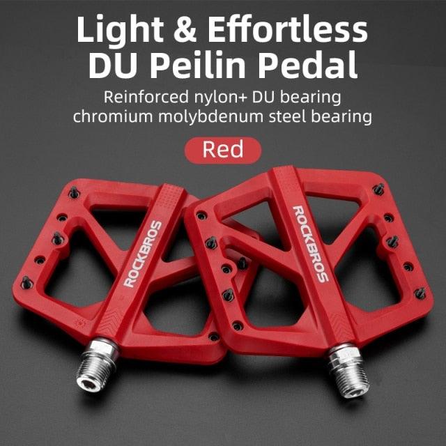 Ultralight Seal Bearings Bicycle Bike Pedals Cycling Nylon Road Pedals Flat Platform Bicycle Parts Accessories Pedals Mountain Bike Pedals Lightweight Nylon Fiber Bicycle Platform Pedals For Mountain Bike