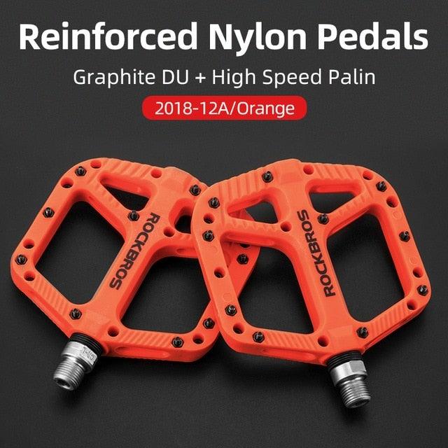 Ultralight Seal Bearings Bicycle Bike Pedals Cycling Nylon Road Pedals Flat Platform Bicycle Parts Accessories Pedals Mountain Bike Pedals Lightweight Nylon Fiber Bicycle Platform Pedals For Mountain Bike