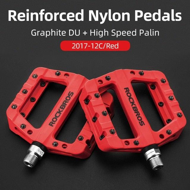 Ultralight Seal Bearings Bicycle Bike Pedals Cycling Nylon Road Pedals Flat Platform Bicycle Parts Accessories Pedals Mountain Bike Pedals Lightweight Nylon Fiber Bicycle Platform Pedals For Mountain Bike