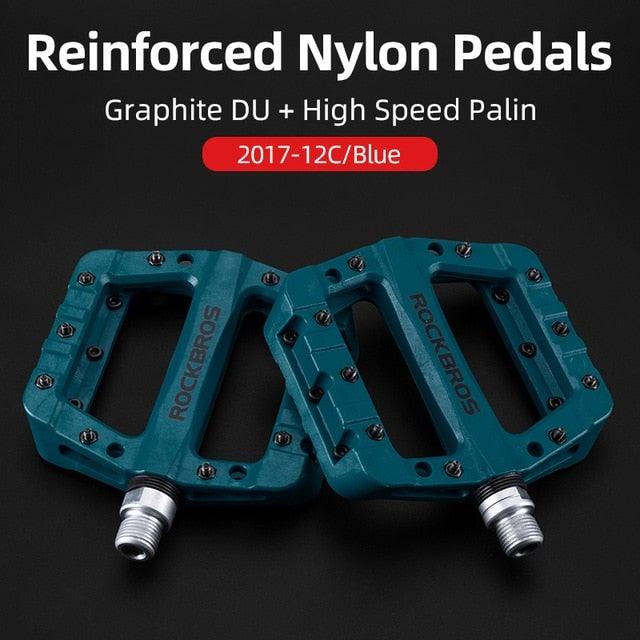 Ultralight Seal Bearings Bicycle Bike Pedals Cycling Nylon Road Pedals Flat Platform Bicycle Parts Accessories Pedals Mountain Bike Pedals Lightweight Nylon Fiber Bicycle Platform Pedals For Mountain Bike