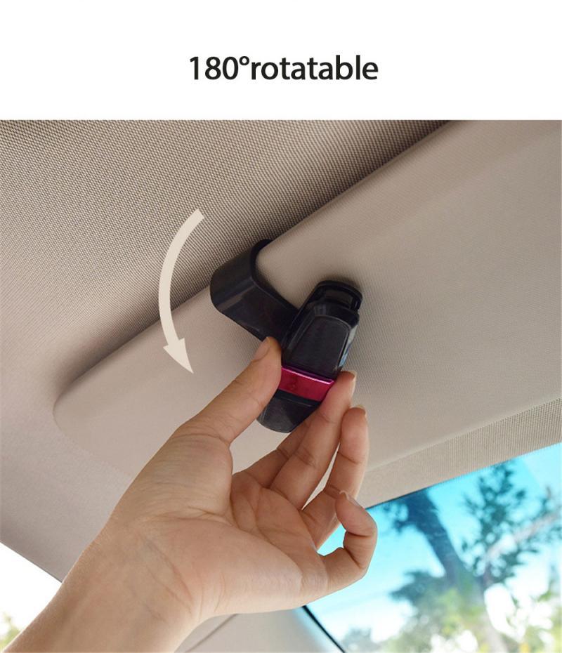 Unique Car Sun Visor Glasses Fastener Clip Holder For Sunglasses Eyeglasses Ticket Card Universal Multi-Function Sunglasses Holder Clip Hanger Eyeglasses Mount Double-Ends Clip 180 Degree Rotational Car Glasses Holder