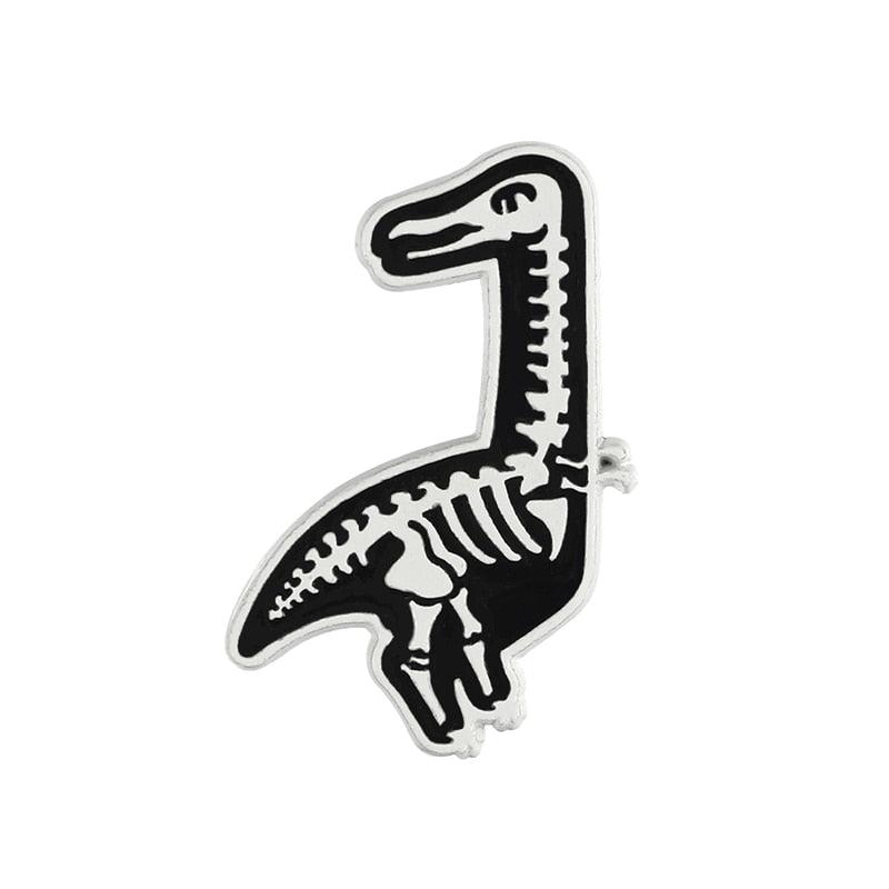 Unique Dinosaur Animal Skeleton Brooch Simple Black And White Dinosaur Brooch Cool Retro Unisex Brooch Backpack Pins Fashion Jewelry Gift For Friends