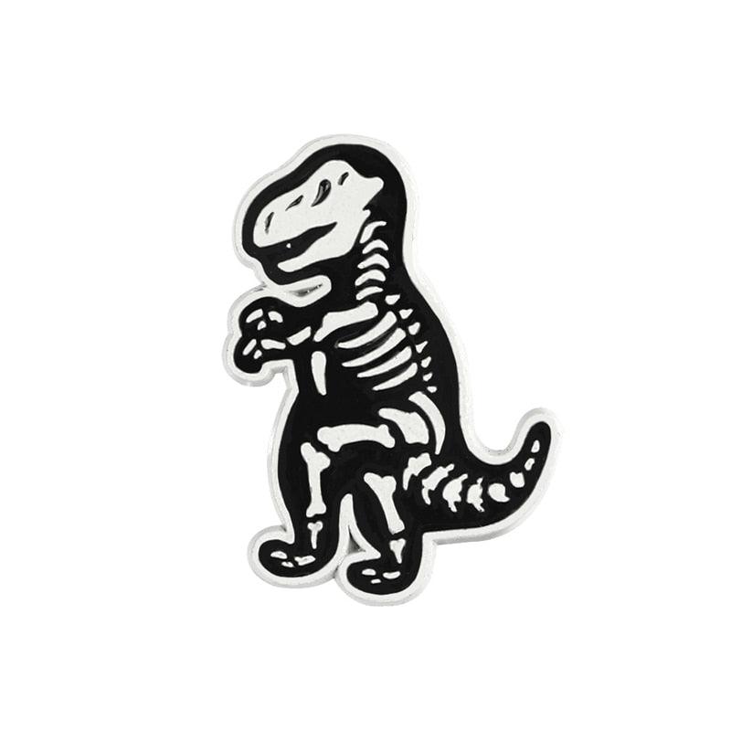 Unique Dinosaur Animal Skeleton Brooch Simple Black And White Dinosaur Brooch Cool Retro Unisex Brooch Backpack Pins Fashion Jewelry Gift For Friends