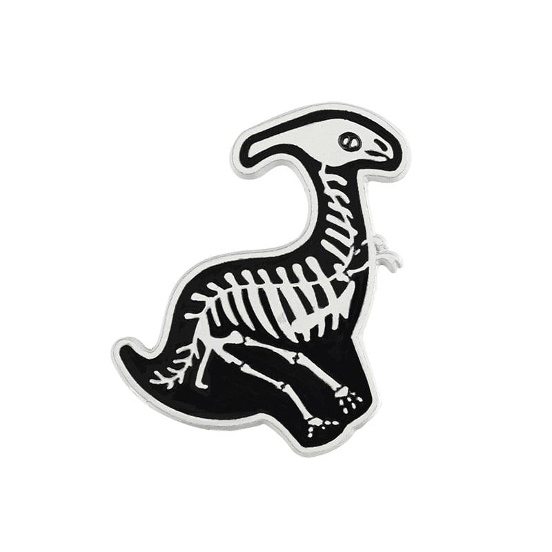 Unique Dinosaur Animal Skeleton Brooch Simple Black And White Dinosaur Brooch Cool Retro Unisex Brooch Backpack Pins Fashion Jewelry Gift For Friends