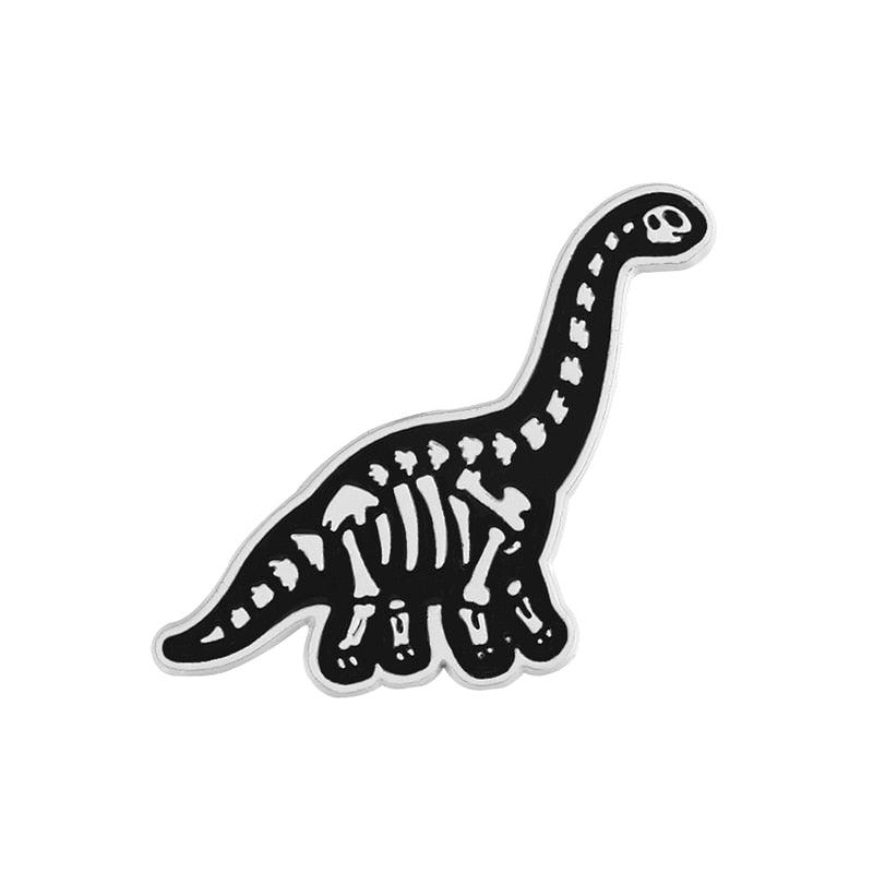 Unique Dinosaur Animal Skeleton Brooch Simple Black And White Dinosaur Brooch Cool Retro Unisex Brooch Backpack Pins Fashion Jewelry Gift For Friends