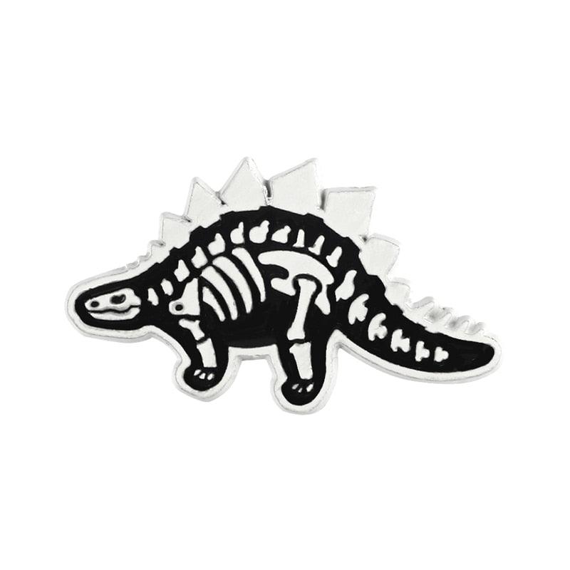 Unique Dinosaur Animal Skeleton Brooch Simple Black And White Dinosaur Brooch Cool Retro Unisex Brooch Backpack Pins Fashion Jewelry Gift For Friends