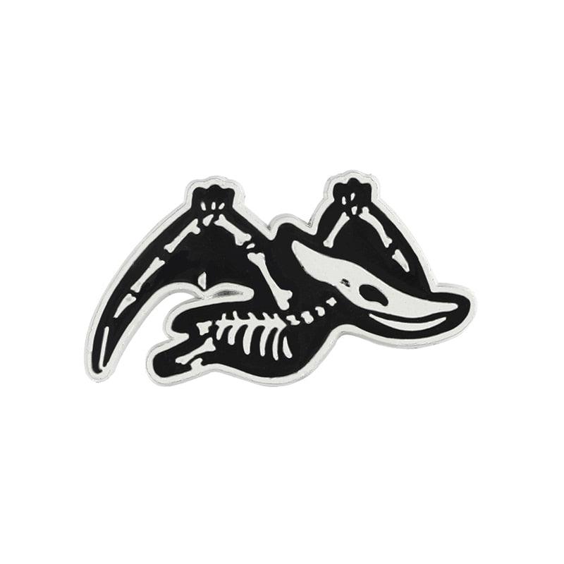 Unique Dinosaur Animal Skeleton Brooch Simple Black And White Dinosaur Brooch Cool Retro Unisex Brooch Backpack Pins Fashion Jewelry Gift For Friends