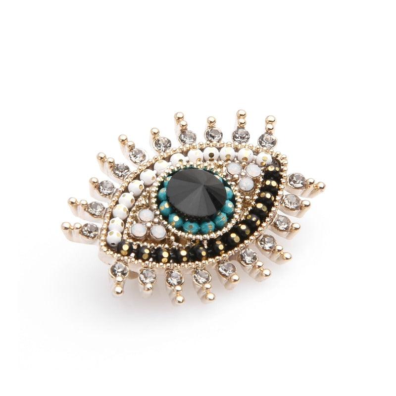 Unique Rhinestone Black Blue Eye Brooches Women Alloy Eye Brooch Fashion Rhinestone Luxury Brooch Pin Comfortable  Christmas Gift Small Brooch