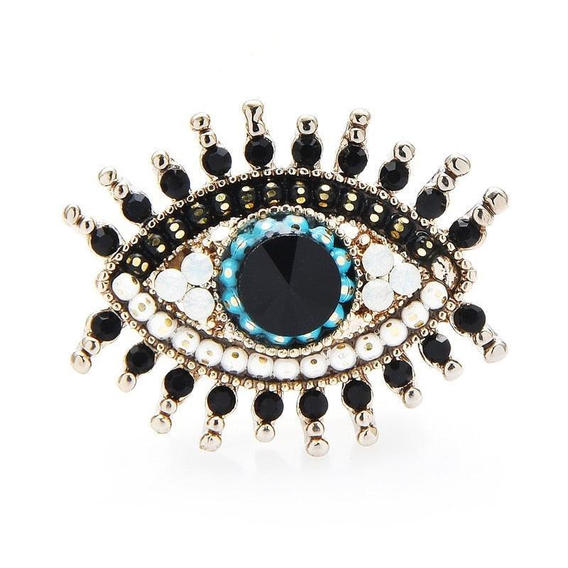 Unique Rhinestone Black Blue Eye Brooches Women Alloy Eye Brooch Fashion Rhinestone Luxury Brooch Pin Comfortable  Christmas Gift Small Brooch