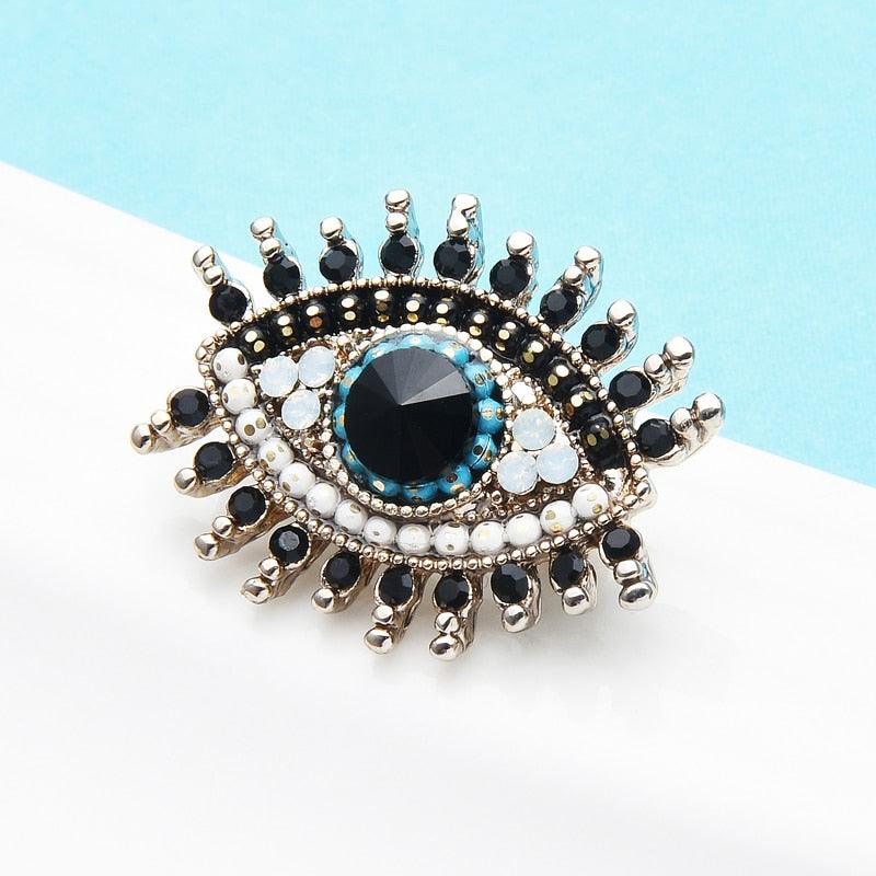 Unique Rhinestone Black Blue Eye Brooches Women Alloy Eye Brooch Fashion Rhinestone Luxury Brooch Pin Comfortable  Christmas Gift Small Brooch