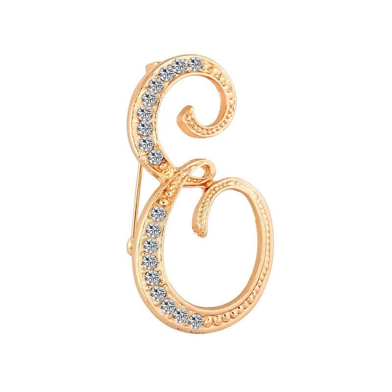 Unisex A-Z Letter Brooch Luxury Women Rhinestones Crystal Men Gold English Alphabet Metal Pins Crystal Brooch Pin 26 English Letters Couple Memorial Jewelry Love Gifts Women Men Clothing Accessories Corsage Jewelry Accessories