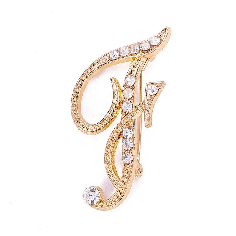 Unisex A-Z Letter Brooch Luxury Women Rhinestones Crystal Men Gold English Alphabet Metal Pins Crystal Brooch Pin 26 English Letters Couple Memorial Jewelry Love Gifts Women Men Clothing Accessories Corsage Jewelry Accessories