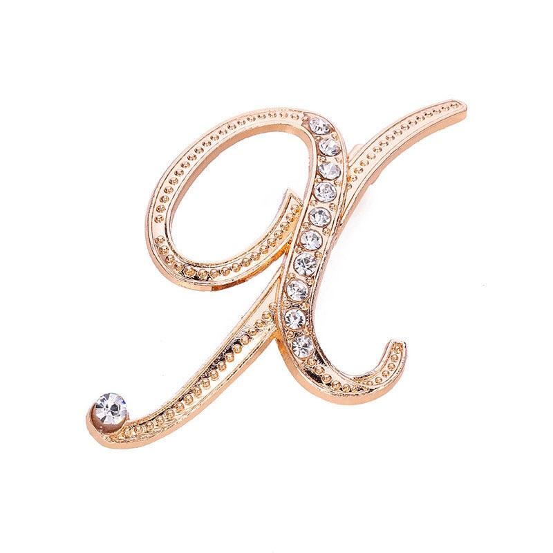 Unisex A-Z Letter Brooch Luxury Women Rhinestones Crystal Men Gold English Alphabet Metal Pins Crystal Brooch Pin 26 English Letters Couple Memorial Jewelry Love Gifts Women Men Clothing Accessories Corsage Jewelry Accessories