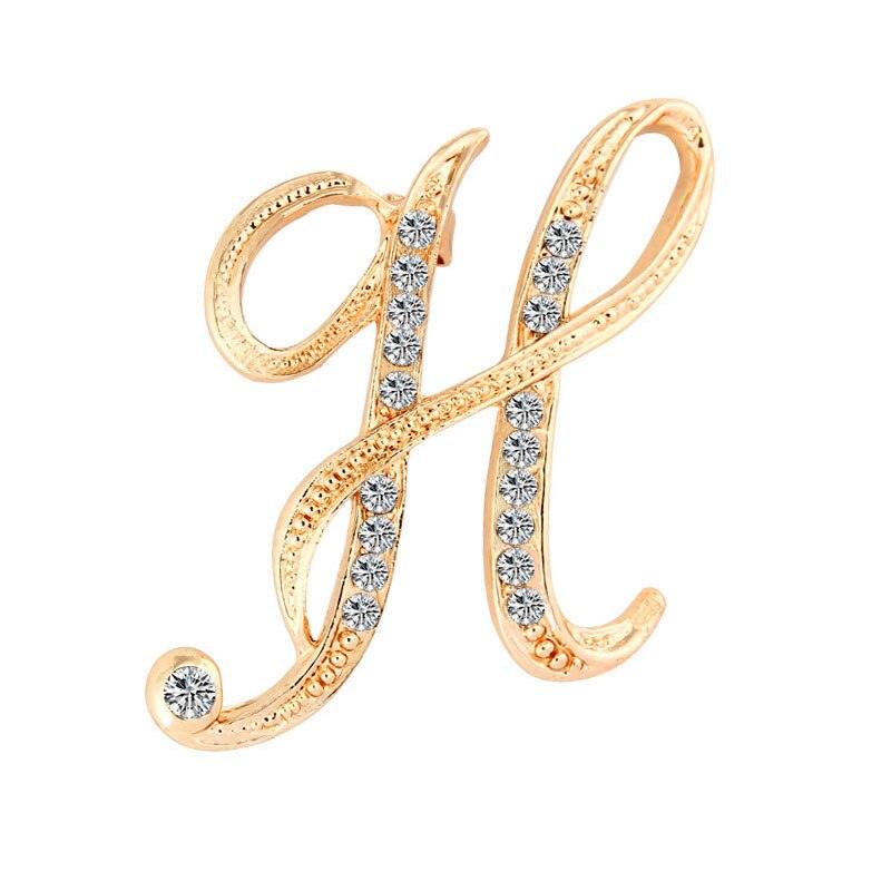 Unisex A-Z Letter Brooch Luxury Women Rhinestones Crystal Men Gold English Alphabet Metal Pins Crystal Brooch Pin 26 English Letters Couple Memorial Jewelry Love Gifts Women Men Clothing Accessories Corsage Jewelry Accessories