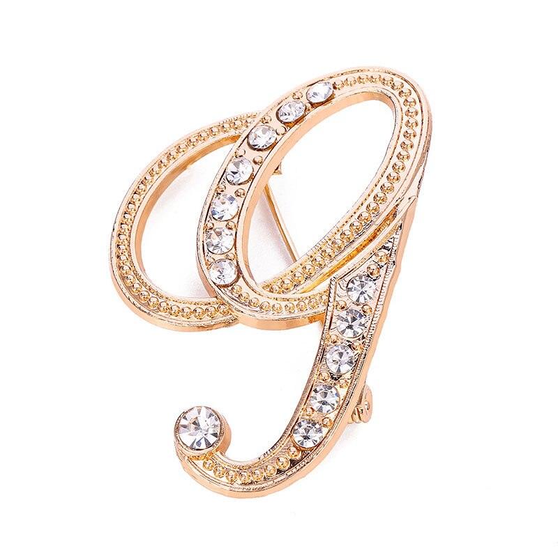 Unisex A-Z Letter Brooch Luxury Women Rhinestones Crystal Men Gold English Alphabet Metal Pins Crystal Brooch Pin 26 English Letters Couple Memorial Jewelry Love Gifts Women Men Clothing Accessories Corsage Jewelry Accessories