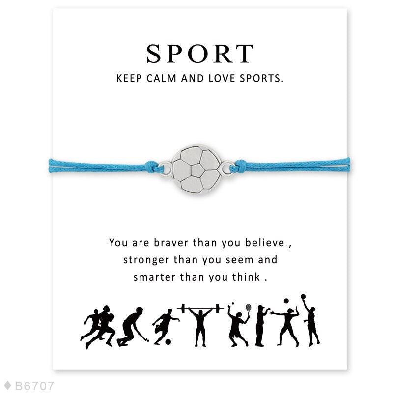 Unisex Adjustable Friendship Statement Jewelry Card Silver Soccer Charm Bracelets Football Bracelets For Men Women Adjustable Friendship Sports Jewelry Soccer Team Themed Gifts