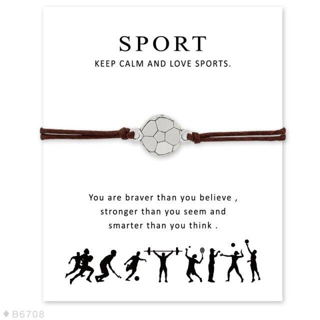 Unisex Adjustable Friendship Statement Jewelry Card Silver Soccer Charm Bracelets Football Bracelets For Men Women Adjustable Friendship Sports Jewelry Soccer Team Themed Gifts