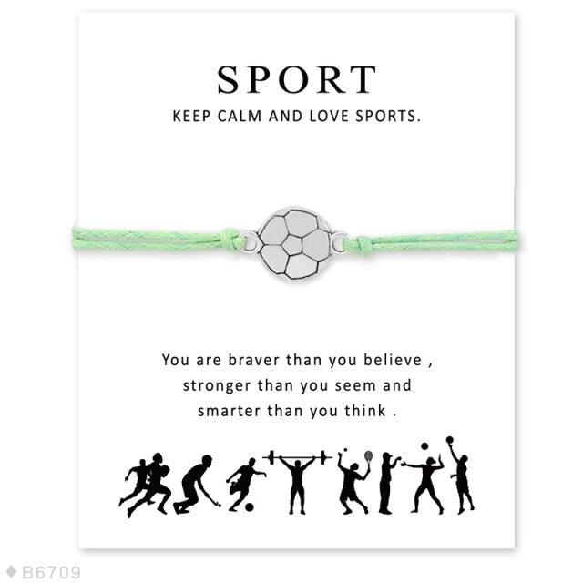 Unisex Adjustable Friendship Statement Jewelry Card Silver Soccer Charm Bracelets Football Bracelets For Men Women Adjustable Friendship Sports Jewelry Soccer Team Themed Gifts