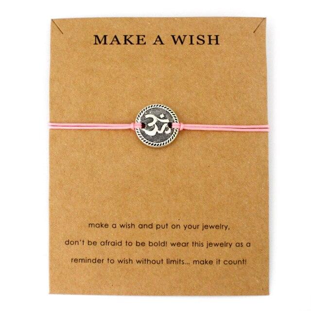 Unisex Adjustable Statement Card Make A Wish Silver I Love Yoga Charm Bracelets Nautical Braided Bracelets For Men Handmade Quality Rope Bracelet Round Bracelet For Mens Women