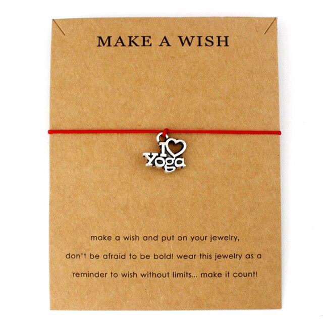 Unisex Adjustable Statement Card Make A Wish Silver I Love Yoga Charm Bracelets Nautical Braided Bracelets For Men Handmade Quality Rope Bracelet Round Bracelet For Mens Women