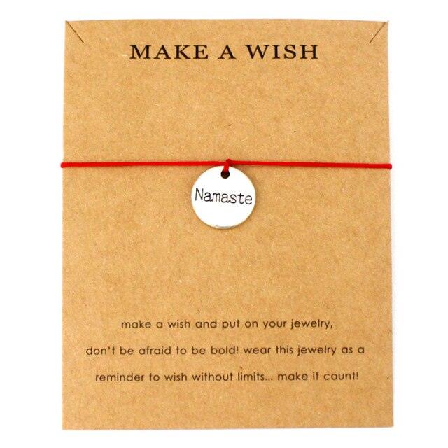 Unisex Adjustable Statement Card Make A Wish Silver I Love Yoga Charm Bracelets Nautical Braided Bracelets For Men Handmade Quality Rope Bracelet Round Bracelet For Mens Women