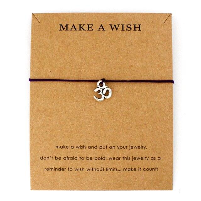 Unisex Adjustable Statement Card Make A Wish Silver I Love Yoga Charm Bracelets Nautical Braided Bracelets For Men Handmade Quality Rope Bracelet Round Bracelet For Mens Women