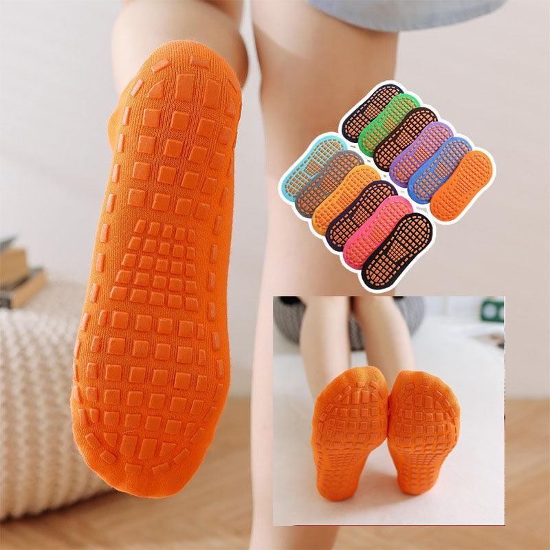 Unisex Anti-Slip Sock Trampoline Sock Cotton Breathable Short Socks Elasticity Yoga Pilates Hospital Socks Cushioned Sole Grip Socks for Kids And Adults