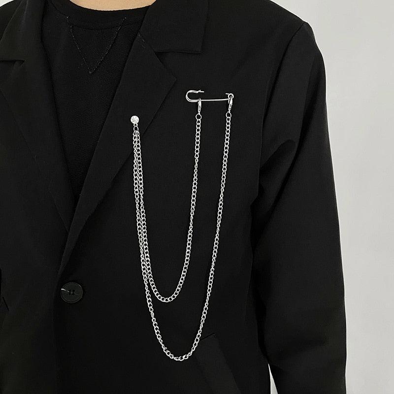 Unisex Fashion Crystal Tassel Brooch Long Chain Men Brooch Fashion Tassel Crystal Chain Brooch Men's Shirt Collar Pin Brooches Personality Lapel Pin Suit Scarf Collar Brooch Luxury Jewelry Gifts For Women