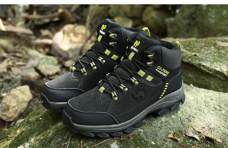 Unisex Hiking High Quality Mens Waterproof Boots Mountain Climbing Shoes Sports Rubber Sole Couple Olutdoor Warm Boots Ankle Hiking Boots Outdoor Lightweight Trails Shoes