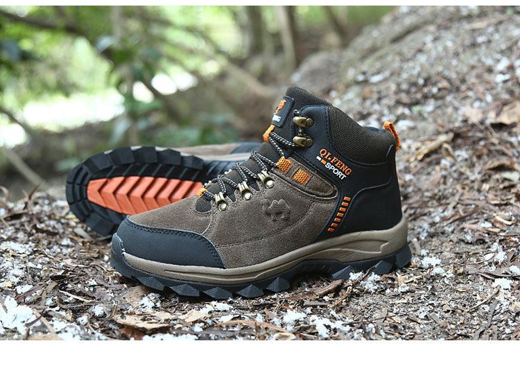 Unisex Hiking High Quality Mens Waterproof Boots Mountain Climbing Shoes Sports Rubber Sole Couple Olutdoor Warm Boots Ankle Hiking Boots Outdoor Lightweight Trails Shoes