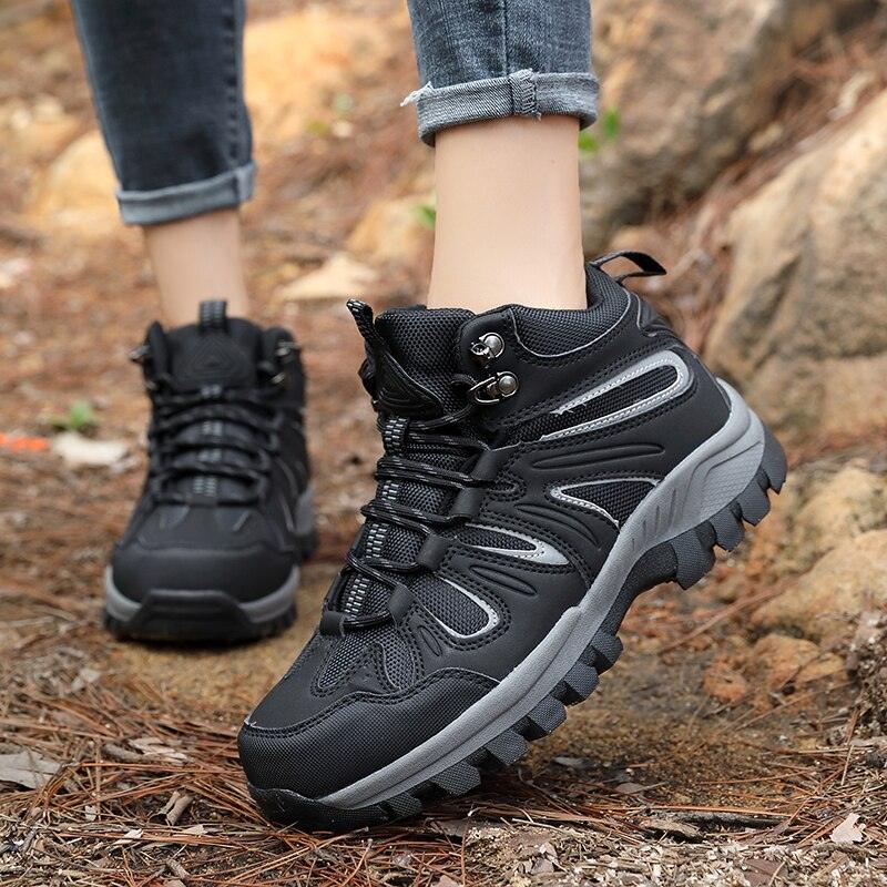 Unisex Hiking Sports Shoes Non-slip Men's Work Casual Shoes Outdoor Hunting Boots Waterproof High Top Winter Warm Outdoor Walking Lace Up Anti-Slip Breathable Ankle Booties