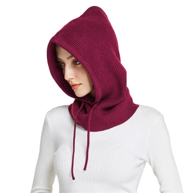 Unisex Knit Scarf Hood Hat Winter Women Cashmere Beanie Bonnet Lady Wool Neck Protect Balaclava Skellies Men Hooded Fashion Balaclava Shawl Women Winter Hat Soft Knitted Hooded Neck Collar Cap Beanie Hat Warm Scarf Unisex Bonnet Hooded Sc