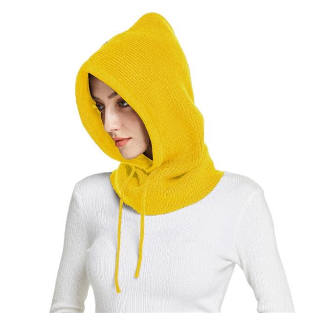 Unisex Knit Scarf Hood Hat Winter Women Cashmere Beanie Bonnet Lady Wool Neck Protect Balaclava Skellies Men Hooded Fashion Balaclava Shawl Women Winter Hat Soft Knitted Hooded Neck Collar Cap Beanie Hat Warm Scarf Unisex Bonnet Hooded Sc