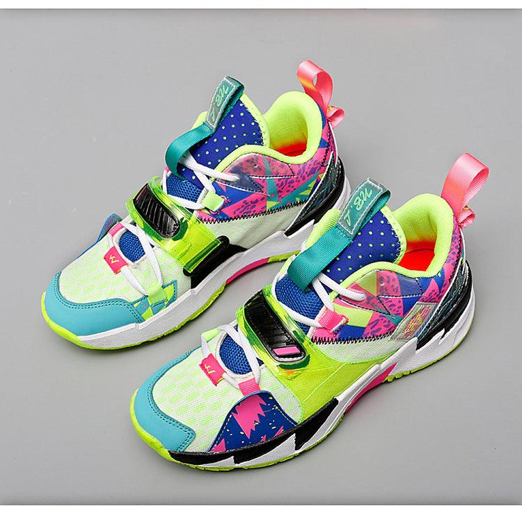 Unisex Modern Breathable Soft High Top Basketball Shoes Outdoor Street Sneakers Men Fashion Rainbow Basketball Shoes Fashion Sports Shoes Breathable Non-Slip Soft Sneakers