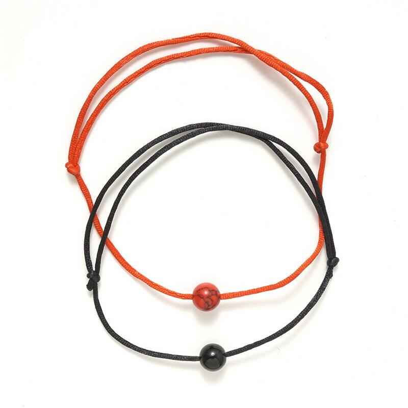 Unisex Modern Stone Natural Stone Bead Bracelet Red String Braiding Couple Bracelets Natural Semi-Precious Gemstone Beaded Stretch Bracelet For Women