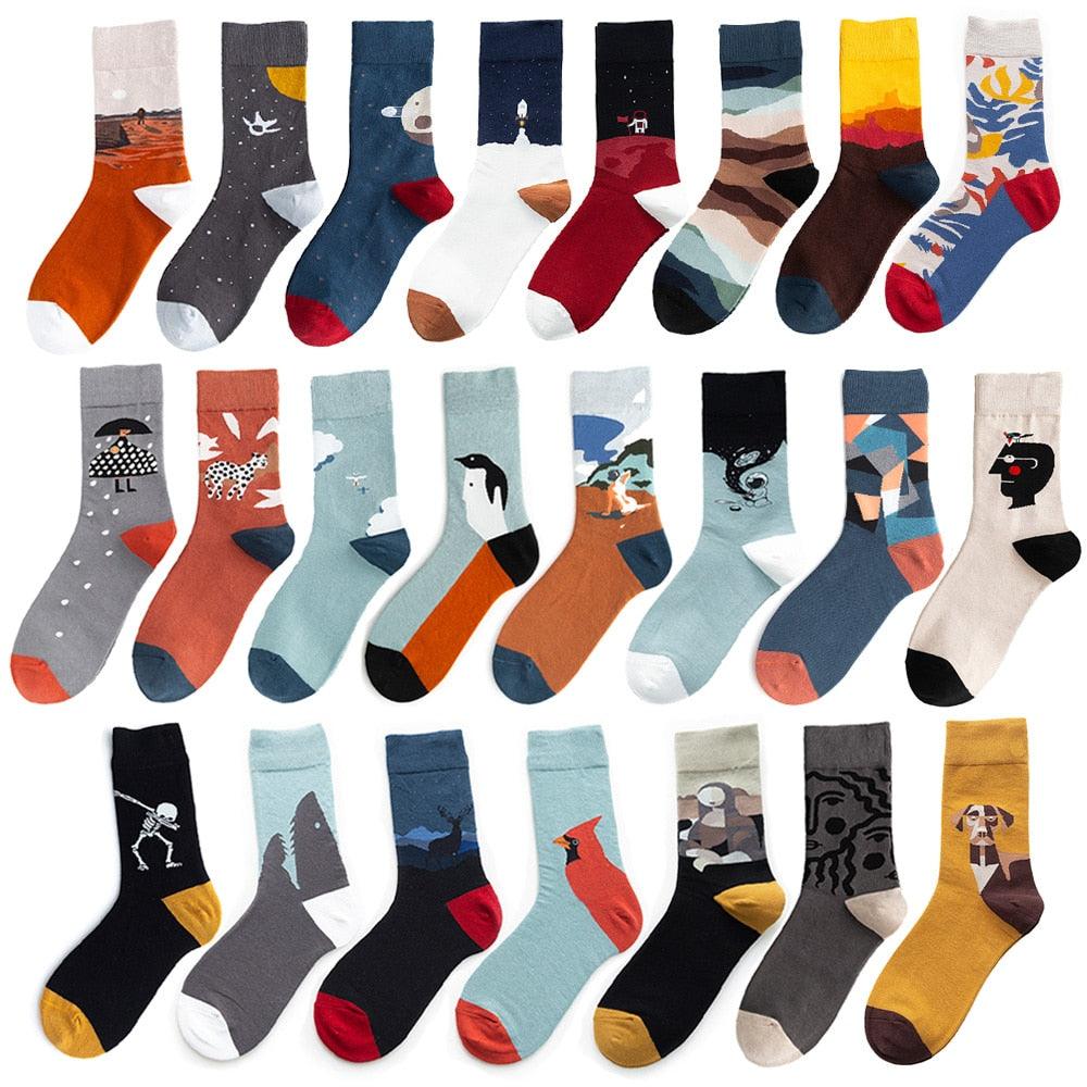 Unisex Painting Style Crew Socks Women Streetwear Skateboard Sport Cycling Designer Socks For Men And Women