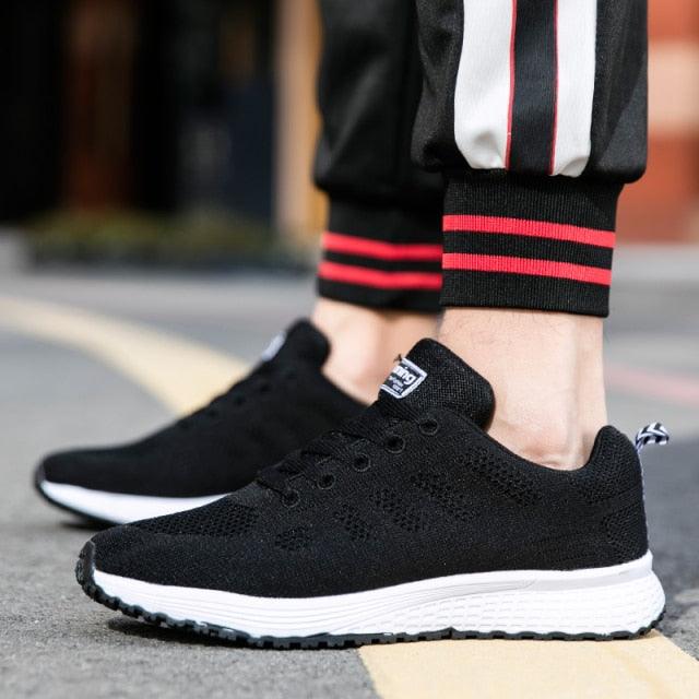 Unisex White Sneakers Mesh Sports Trainers Running Summer Mens Flat Casual Sport Shoes Casual Sports Tennis Road Sneakers Comfortable Modern Design