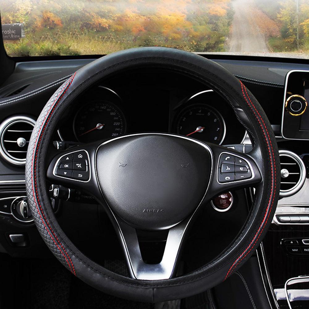 Universal Car Steering Wheel Cover Skid Proof Auto Car Steering Wheel Cover Auto Steering- Wheel Cover Microfiber Leather Viscose Breathable Anti-Slip Anti-Slip Embossing Leather Car-styling Car Accessories - ALLURELATION - 553, Accessories, Anti-Slip Steering Wheel, Auto Accessories, Breathable Anti-Slip Steering Wheel, car, Car Accessories, Car Decor, Car Gadgets, Car Interior, Car Organizer, Car Ornaments, Car Steering Wheel, cars, cars gadgets, Steering Wheel, Steering Wheel Cover - Stevvex.com