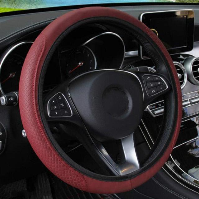 Universal Car Steering Wheel Cover Skid Proof Auto Steering- Wheel Cover Anti-Slip Embossing Leather  Auto Car Steering Wheel Cover Auto Steering- Wheel Cover Microfiber Leather Viscose Breathable Anti-Slip Anti-Slip Embossing Car-styling Car Accessories