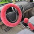 Universal Cute and Stylish Fluffy Fur Steering Wheel Cover Steering-wheel Plush Car Steering Wheel Warm Soft Fur Fuzzy Steering Wheel Covers Winter Faux fur Hand Brake & Gear Cover Set Car Interior Accessories Fuzzy Steering Wheel Cover for Women