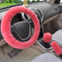 Universal Cute and Stylish Fluffy Fur Steering Wheel Cover Steering-wheel Plush Car Steering Wheel Warm Soft Fur Fuzzy Steering Wheel Covers Winter Faux fur Hand Brake & Gear Cover Set Car Interior Accessories Fuzzy Steering Wheel Cover for Women