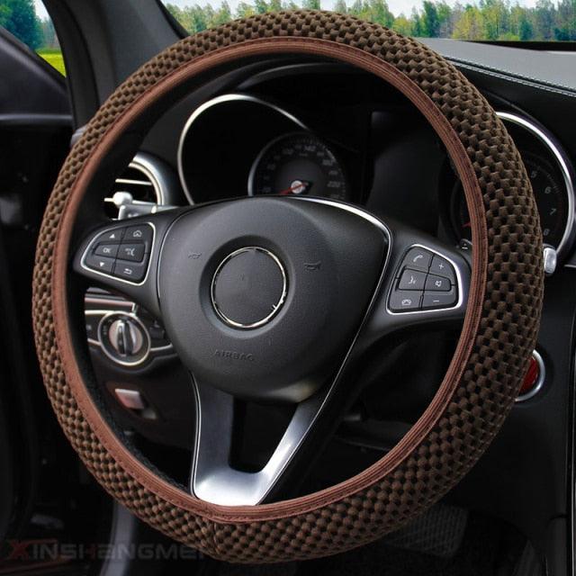 Universal Ice Silk Steering Wheel Cover Wear-resistant Anti-slip Car Accessories Microfiber Breathable Ice Silk Steering Wheel Cover Gear Handbrake Breathable Anti-Slip Warm  Steering Wheel Cover Winter Cool Summer Cover Interior