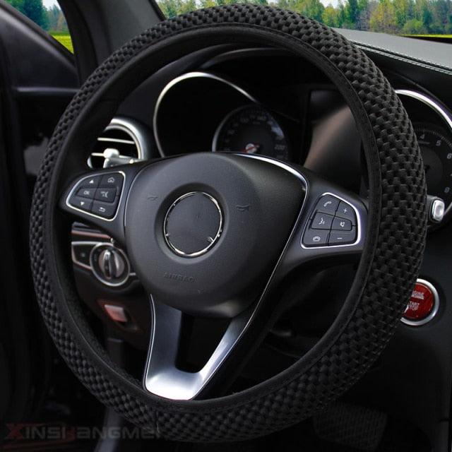 Universal Ice Silk Steering Wheel Cover Wear-resistant Anti-slip Car Accessories Microfiber Breathable Ice Silk Steering Wheel Cover Gear Handbrake Breathable Anti-Slip Warm  Steering Wheel Cover Winter Cool Summer Cover Interior