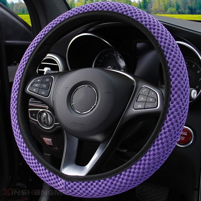 Universal Ice Silk Steering Wheel Cover Wear-resistant Anti-slip Car Accessories Microfiber Breathable Ice Silk Steering Wheel Cover Gear Handbrake Breathable Anti-Slip Warm  Steering Wheel Cover Winter Cool Summer Cover Interior