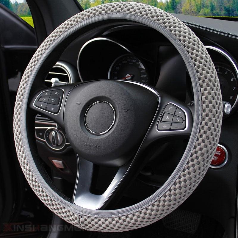 Universal Ice Silk Steering Wheel Cover Wear-resistant Anti-slip Car Accessories Microfiber Breathable Ice Silk Steering Wheel Cover Gear Handbrake Breathable Anti-Slip Warm  Steering Wheel Cover Winter Cool Summer Cover Interior