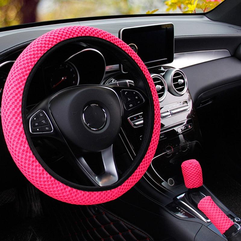 Universal Ice Silk Steering Wheel Cover Wear-resistant Anti-slip Car Accessories Microfiber Breathable Ice Silk Steering Wheel Cover Gear Handbrake Breathable Anti-Slip Warm  Steering Wheel Cover Winter Cool Summer Cover Interior