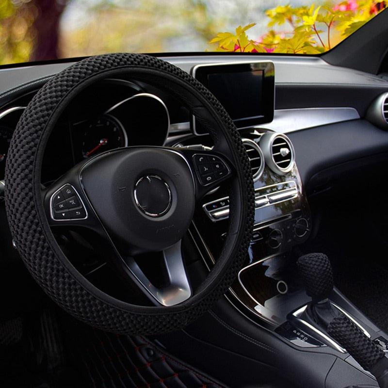 Universal Ice Silk Steering Wheel Cover Wear-resistant Anti-slip Car Accessories Microfiber Breathable Ice Silk Steering Wheel Cover Gear Handbrake Breathable Anti-Slip Warm  Steering Wheel Cover Winter Cool Summer Cover Interior